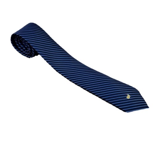 Masters Made in Italy Navy Silk Tie with Light Blue Diagonal Stripes 