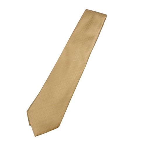Masters Made in Italy Yellow Gold Silk Tie with Mini Logo Woven Damask Pattern 