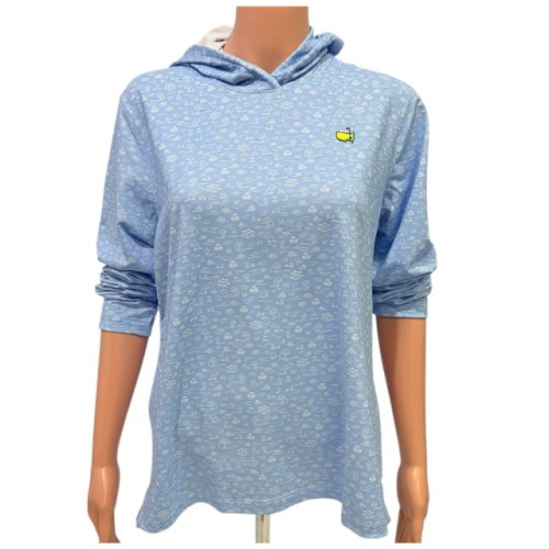 Masters Magnolia Lane Blue with White Icons Performance Tech Hoodie 