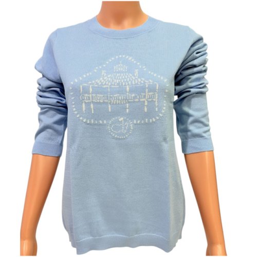 Masters Magnolia Lane Carolina Blue Knitted Sweater with Clubhouse in White 