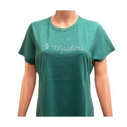 Masters Magnolia Lane Ladies Pima Cotton Green Slub Knit Crew Neck T-Shirt with Knit-Look Raised Print 