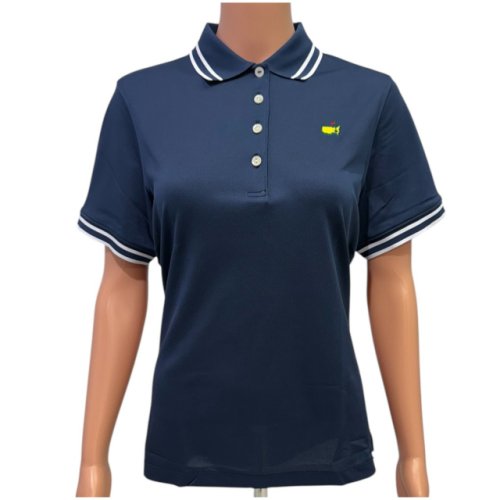 Masters Magnolia Lane Navy Performance Tech Polo with White Stripe Color 