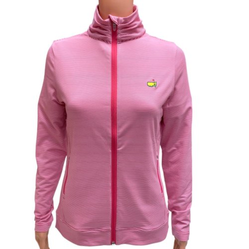 Masters Magnolia Lane Tech Ladies Hot Pink and White Micro Stripe Full-Zip Jacket 