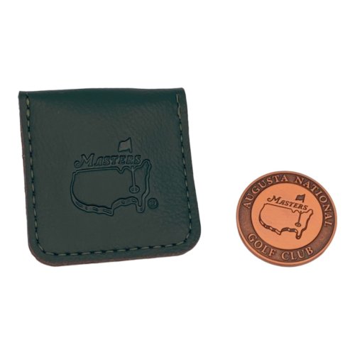 Masters Milled Collection Copper Dome Ball Marker with Dark Green Leather Pouch 
