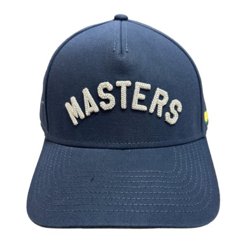 Masters Navy Blue Cotton Snapback Hat with Chain Stitch Raised Embroidery 
