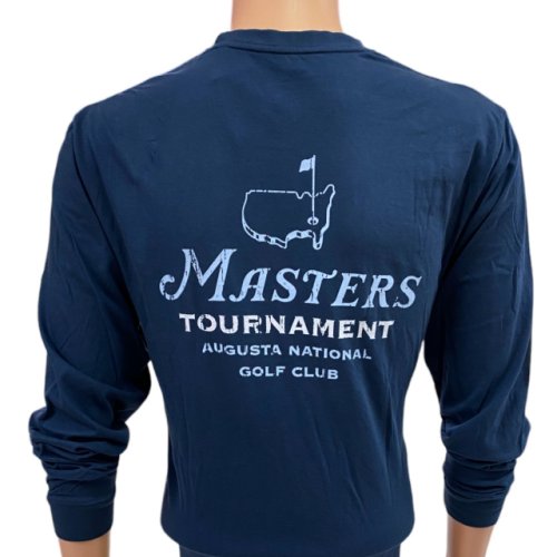 Masters Navy Blue Long Sleeve Outline Logo Stacked Long Sleeve T-Shirt 