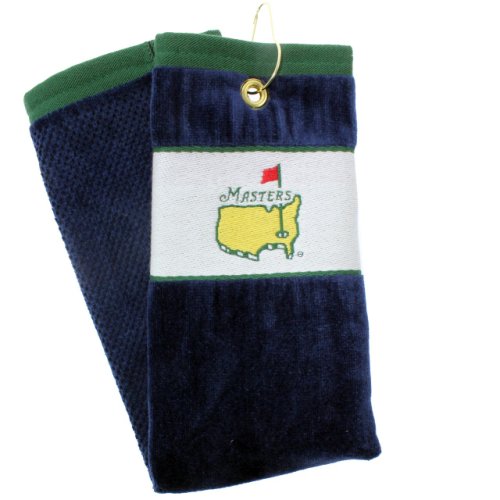 Masters Navy Green and White Tri-Fold Golf Towel 