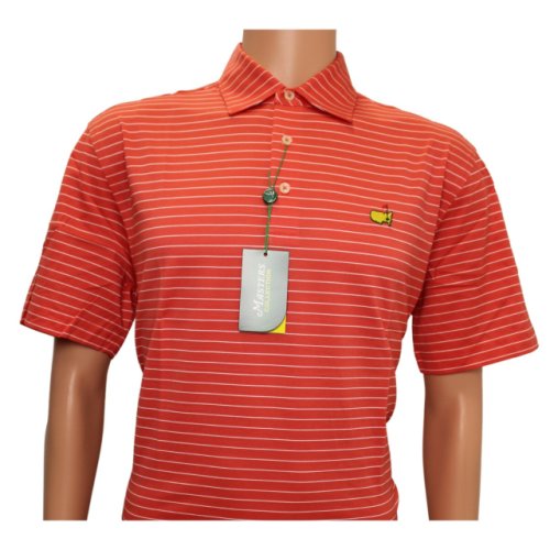 Masters Orange Coral Jersey Polo with White Stripes
