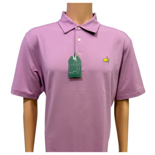 Masters Performance Tech Dogwood Pink and White Stripe Polo 