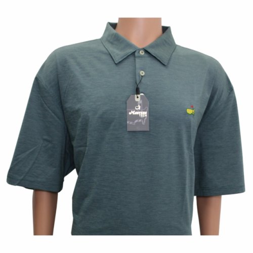 Masters Performance Tech Evergreen and Grey Micro Stripe Polo 