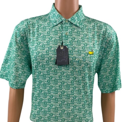 Masters Performance Tech Green Badge Pattern Polo 
