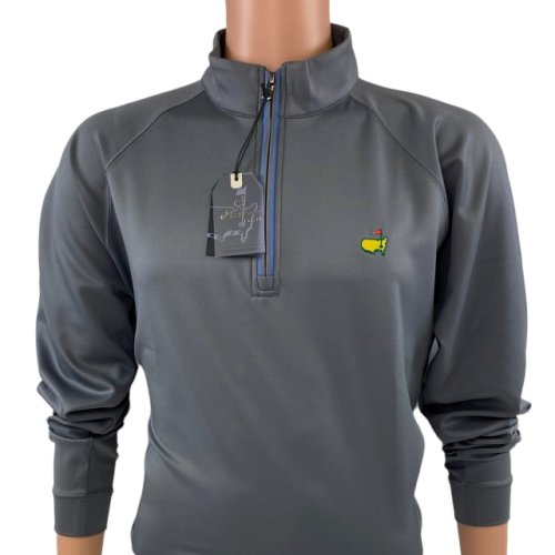 Masters Performance Tech Grey with Light Blue Stripe 1/4 Zip Pullover 