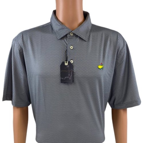 Masters Performance Tech Grey with White Geometric Design Polo 