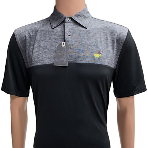 Masters Performance Tech Heather Grey and Black Color Block Golf Shirt 