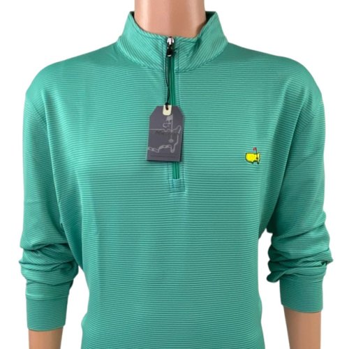 Masters Performance Tech Island Green and Light Blue Thin Stripe 1/4 Zip Pullover 