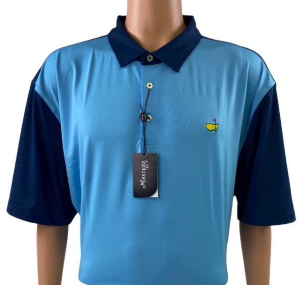 Masters Performance Tech Light Blue and Navy Colorblock Polo 