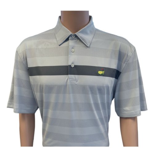 Masters Performance Tech Light Grey with Charcoal Stripe and X Pattern Polo