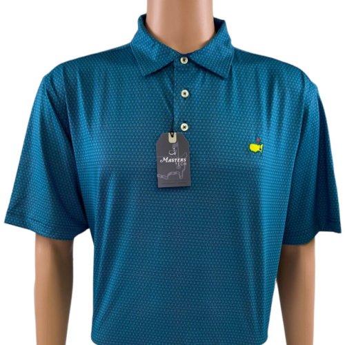 Masters Performance Tech Royal Blue with Turquoise Geometric Design Polo 