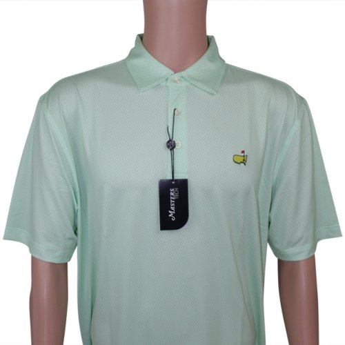 Masters Performance Tech Spring Green and White Chevron Pattern Golf Shirt 