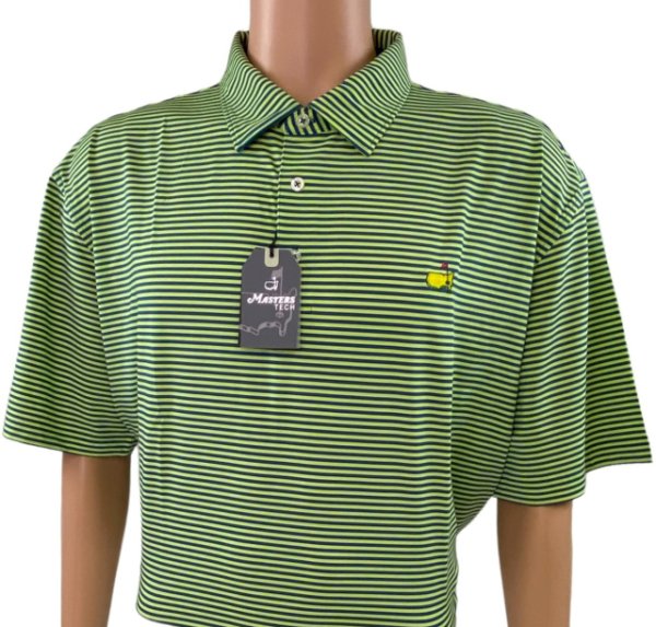 Masters Performance Tech Yellow and Navy Stripe Polo 