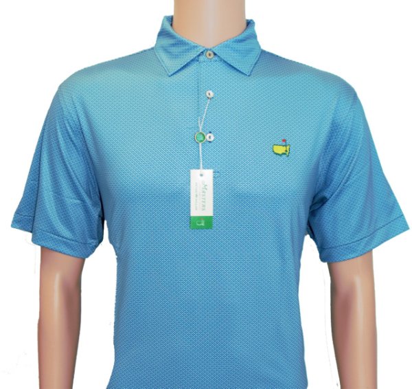 Masters Peter Millar Blue Wave Pattern Performance Tech Polo 