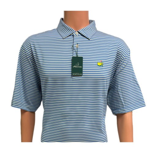 Masters Peter Millar Blue, Yellow and White Stripe Performance Tech Polo 