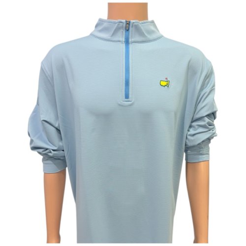 Masters Peter Millar Carolina Blue and White Micro Stripe Performance Tech 1/4 Zip Pullover 