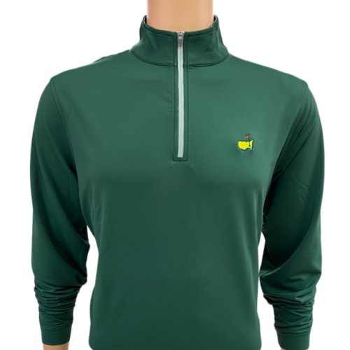 Masters Peter Millar Crown Sport Dark Green 1/4 Zip Performance Pullover with Grey Accents 