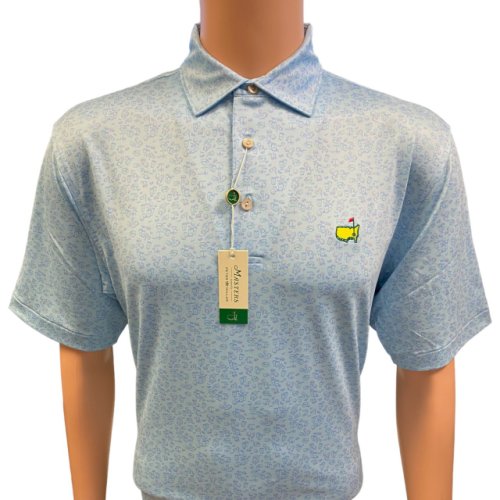 Masters Peter Millar Light Blue Concessions Print Performance Tech Polo 