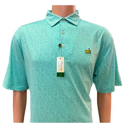 Masters Peter Millar Light Green Concessions Print Performance Tech Polo
