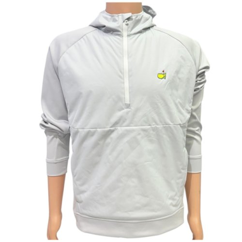 Masters Peter Millar Light Grey Performance Tech 1/2 Zip with Hood and Zip Pocket Pullover 