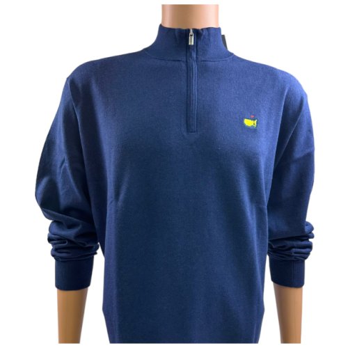 Masters Peter Millar Navy 1/4 Zip Cotton Blend Sweater 