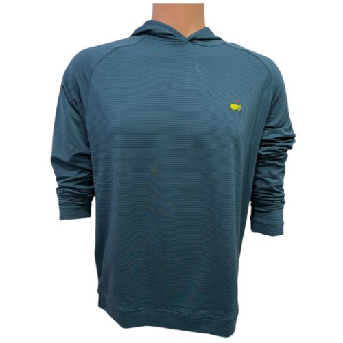 Masters Peter Millar Navy and Green Micro Stripe Performance Tech Hoodie 