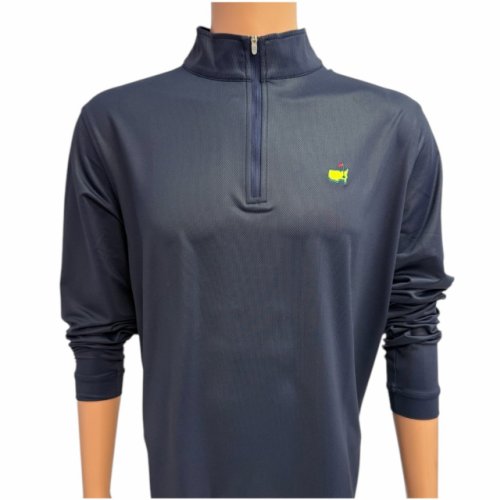 Masters Peter Millar Navy Patterned Performance Tech 1/4 Zip with Navy Zipper 