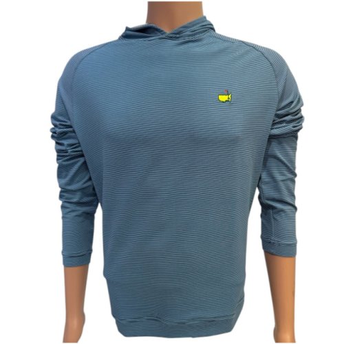 Masters Peter Millar Performance Tech Carolina and Navy Micro Stripe Hoodie 