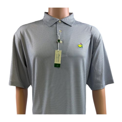 Masters Peter Millar Performance Tech Grey, White and Black Crescent Scale Pattern Polo 