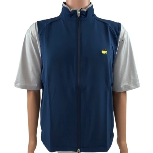 Masters Peter Millar Performance Tech Navy Full Zip Wind Vest with Grey Accents