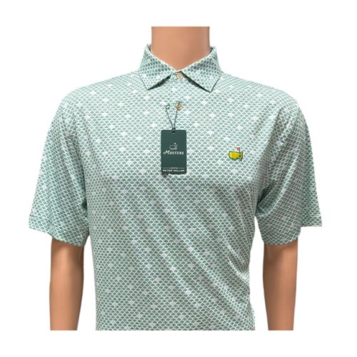 Masters Peter Millar Performance Tech White Leaderboard Pattern Performance Golf Shirt Polo 