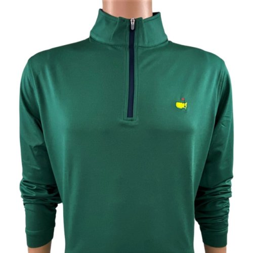 Masters Peter Millar Pine Performance Tech 1/4 Zip Pullover - Navy Accents 