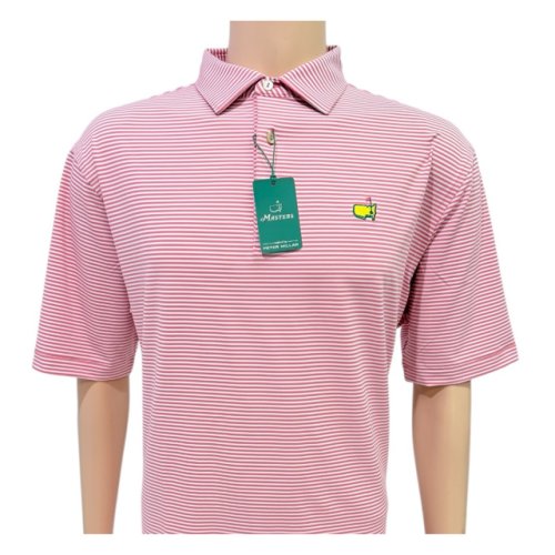 Masters Peter Millar Rosebud and White Striped Performance Tech Polo 