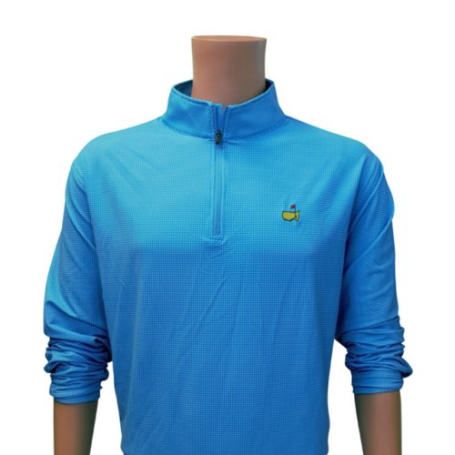 Masters Peter Millar Sky Blue and Columbia Blue Houndstooth Performance Tech 1/4 Zip Jacket 