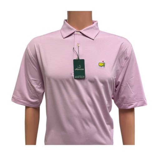 Masters Peter Millar White and Pink Striped Tech Golf Shirt 