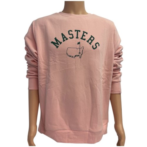 Masters Pink Cotton Blend Crewneck Sweatshirt with Dark Green Printed Logo 