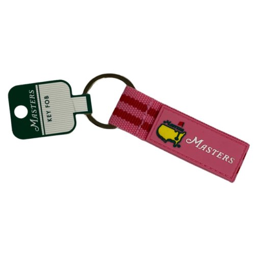 Masters Pink Nylon Webbed Keychain Key Fob with Magenta Stripes 