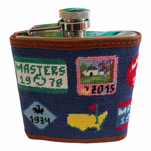 Masters Smathers & Branson Blue Badges Needlepoint Flask 