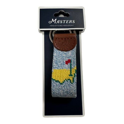 Masters Smathers & Branson Light Blue Heather Needlepoint Logo Leather Key Fob Keychain 