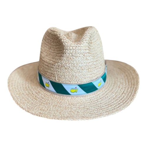 Masters Straw Hat with Green and White Stripe 