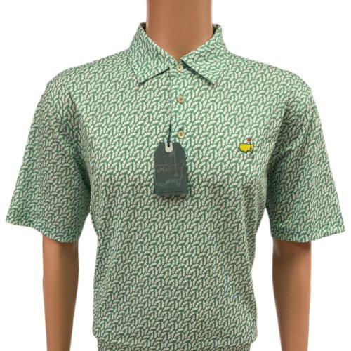Masters Tech Green with White Hole 10 Bunker Pattern Performance Polo 