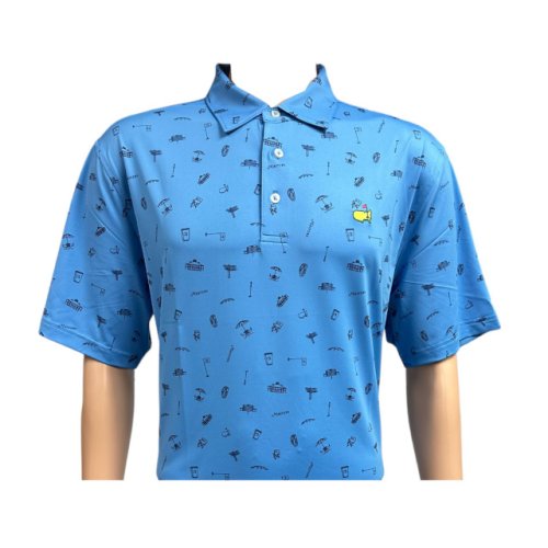 Masters Tech Light Blue Augusta Icons Pattern Performance Polo