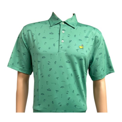 Masters Tech Light Green Augusta Icons Pattern Performance Polo 